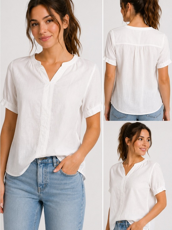 Uniqlo Tops - Uniqlo White Linen Blend Blouse XS NWOT